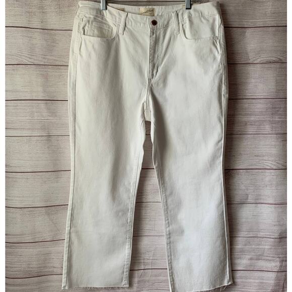 Universal Threads White Ankle Bootcut Jeans Vintage Stretch Raw Hem 14 Reg - Picture 1 of 16